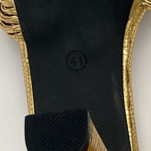 Gold Textured High Heel Slide Sandals Size 10.5 US / 41 EU Womens - Picture 7 of 7